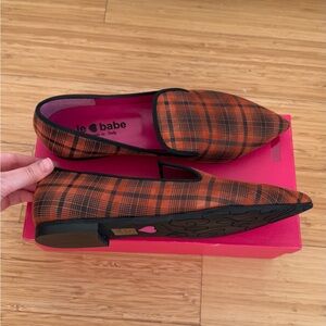 NWT Real leather Orange and Black Women's Loafers, size eu 41, us 40